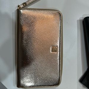 Gold wallet with wristlet